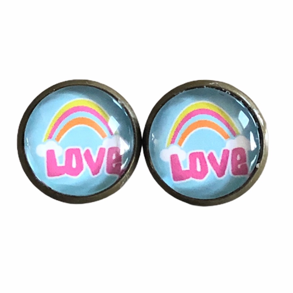 3 for 15🎀love rainbow bronze tone earrings